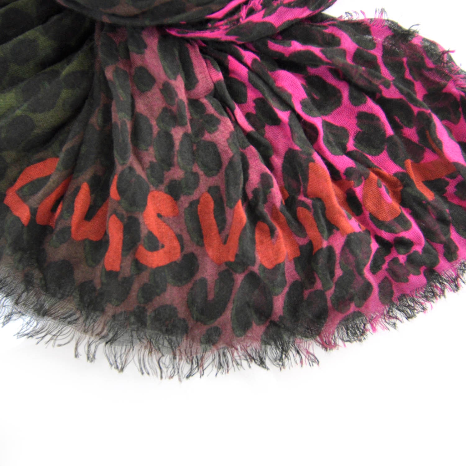 Louis Vuitton Cashmere Silk Leopard Blurry Leo Stole Kaki 4 of 7