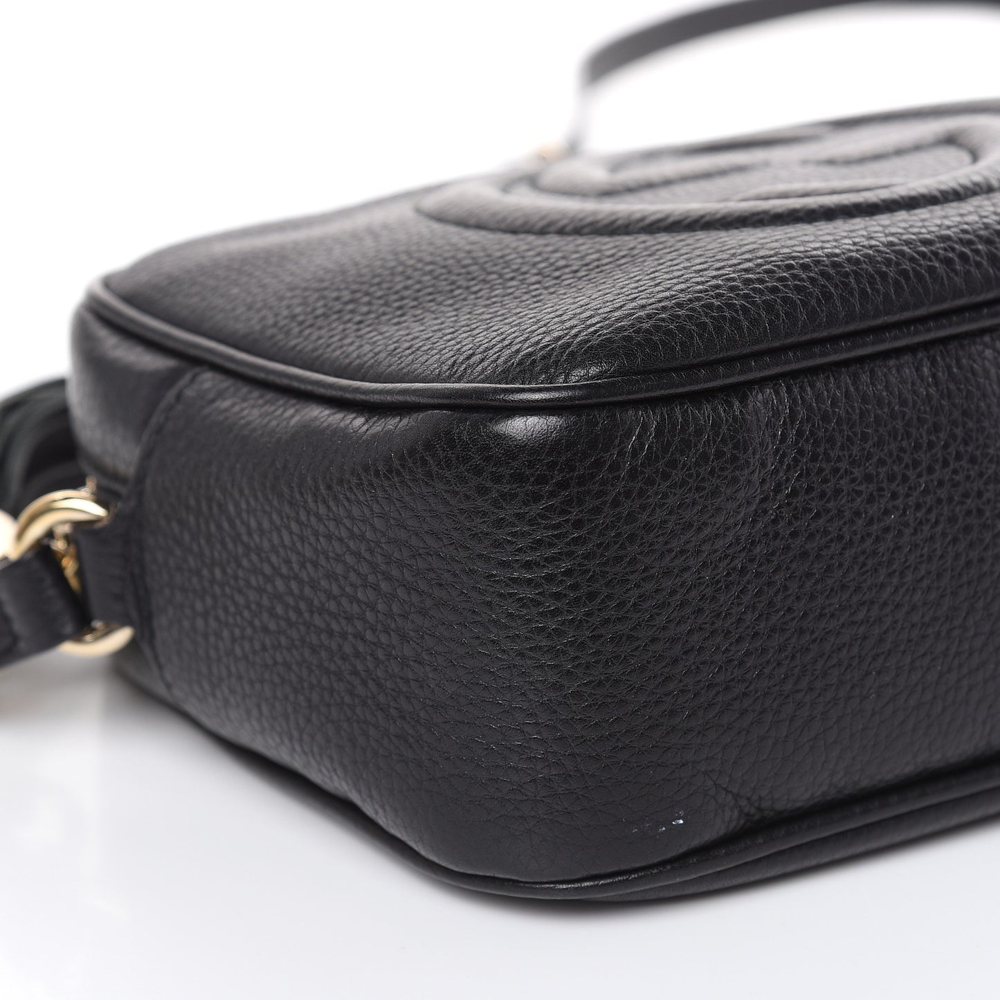 Pebbled Calfskin Small Soho Disco Bag Black