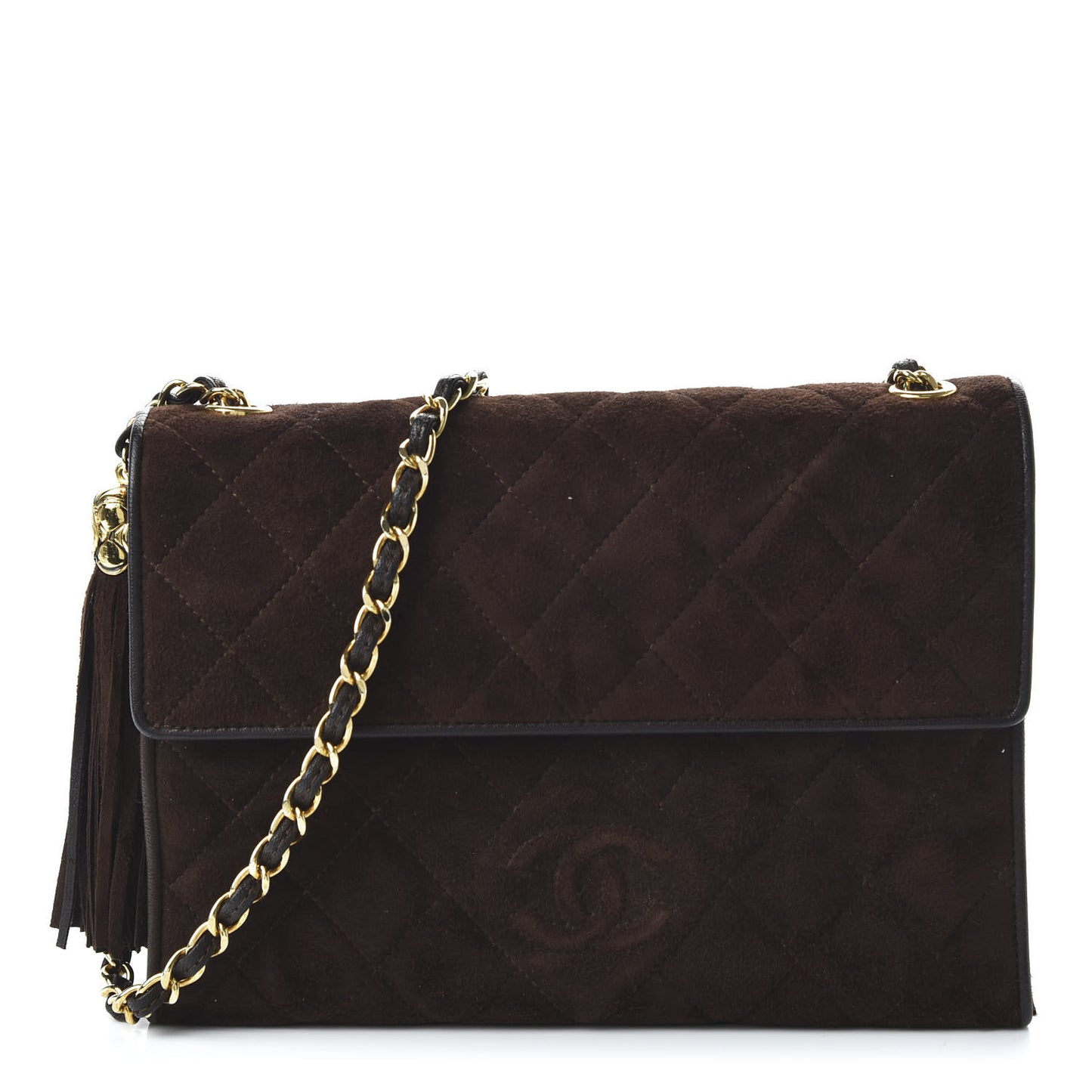 Suede CC Tassel Flap Brown