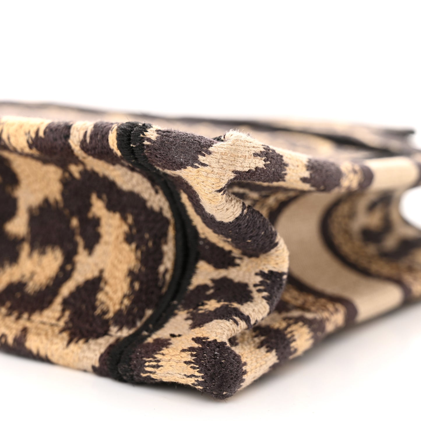 Canvas Mizza Embroidered Mini Leopard Book Tote Beige