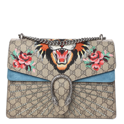 Gucci GG Supreme Monogram Angry Cat Embroidered Medium Dionysus Shoulder Bag Beige Ultramarine 1 of 9
