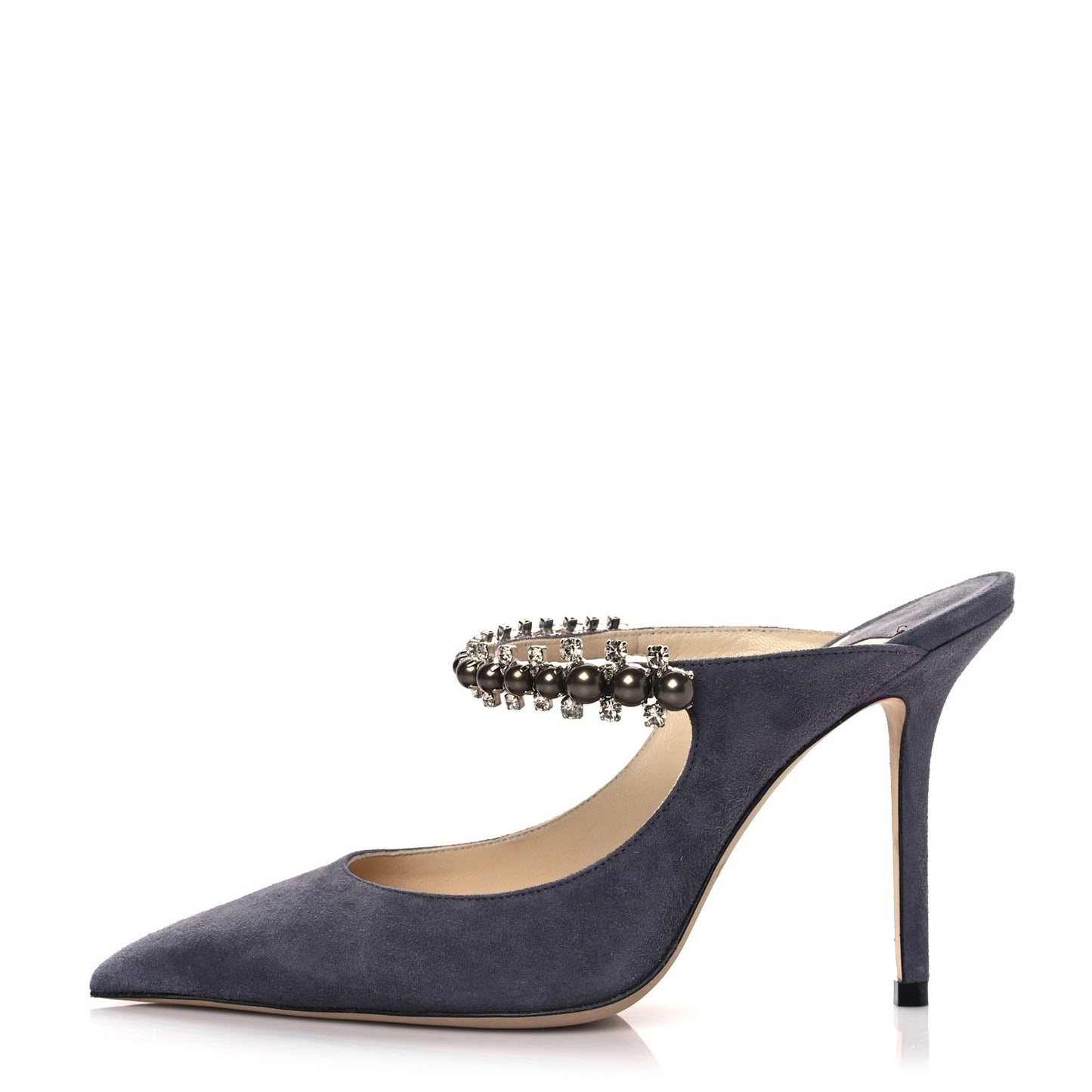 Suede Crystal Pearl Bing 100 Pumps 36.5 Grey
