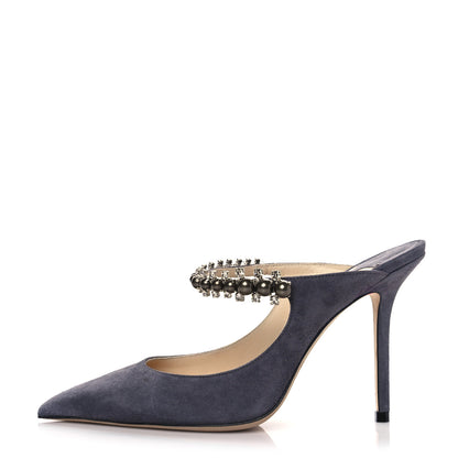 Jimmy Choo Suede Crystal Pearl Bing 100 Pumps 36.5 Grey 1 of 8
