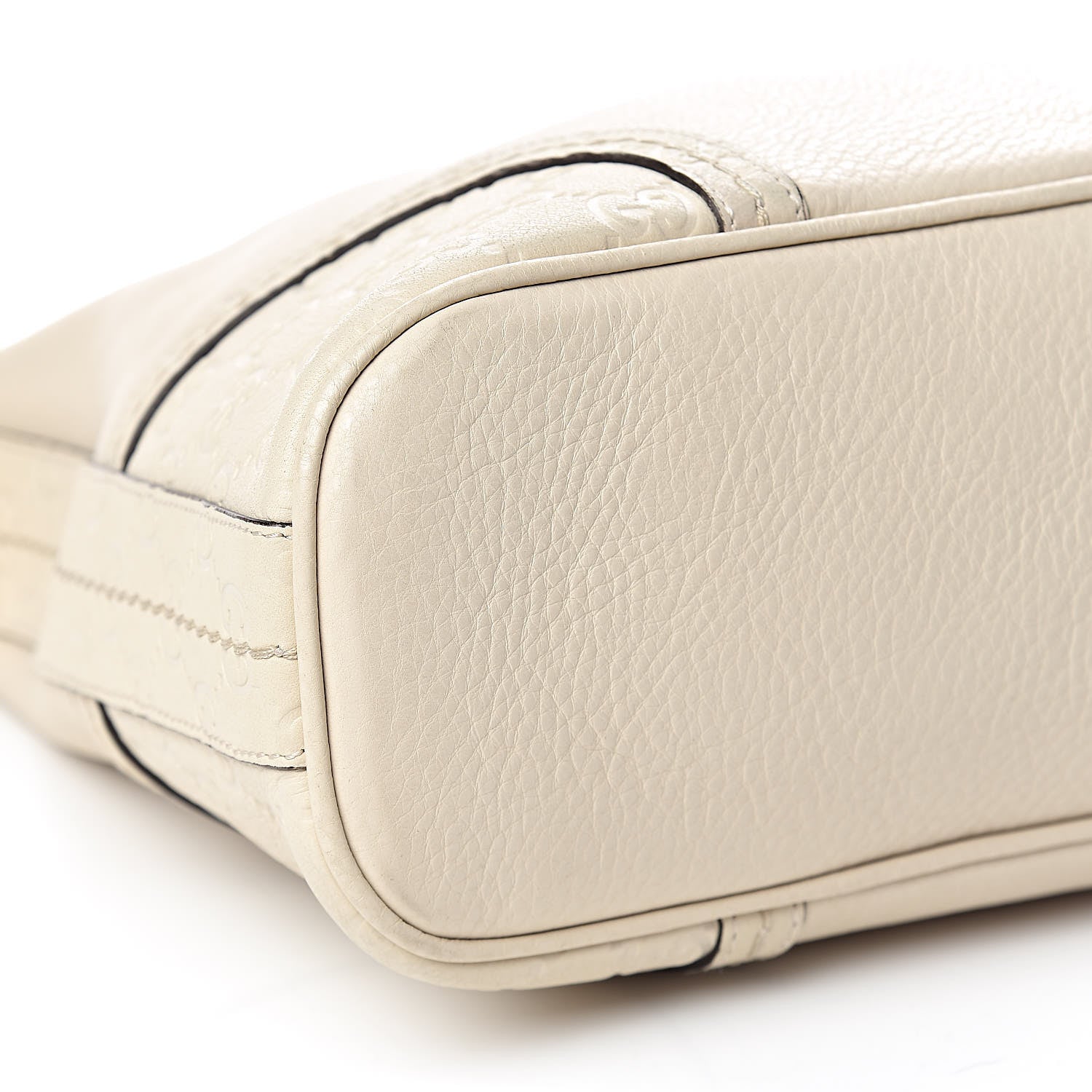 Gucci Pebbled Calfskin Guccissima Trim Medium Signoria Hobo Off White 8 of 11