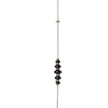 David Yurman 18K Yellow Gold Black Onyx Rio Rondelle Long Station Necklace 4 of 8