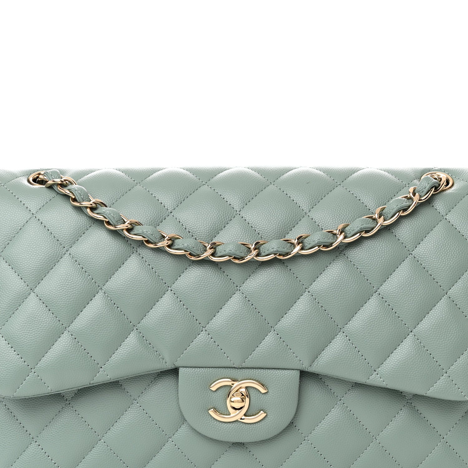 Chanel Caviar Quilted Jumbo Double Flap Dark Green 8 of 11