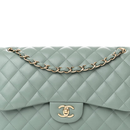 Chanel Caviar Quilted Jumbo Double Flap Dark Green 8 of 11