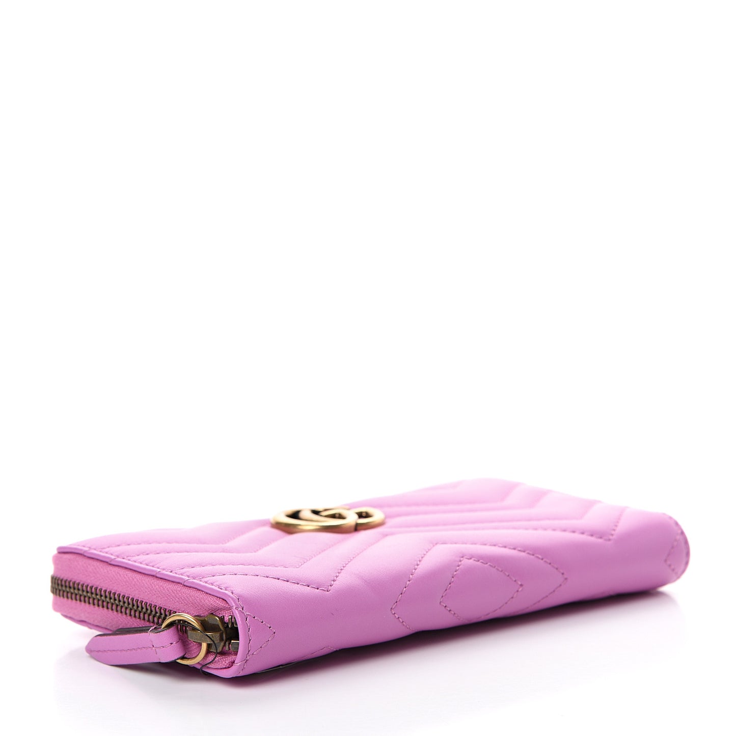 Calfskin Matelasse GG Marmont Zip Around Wallet Candy Mousse