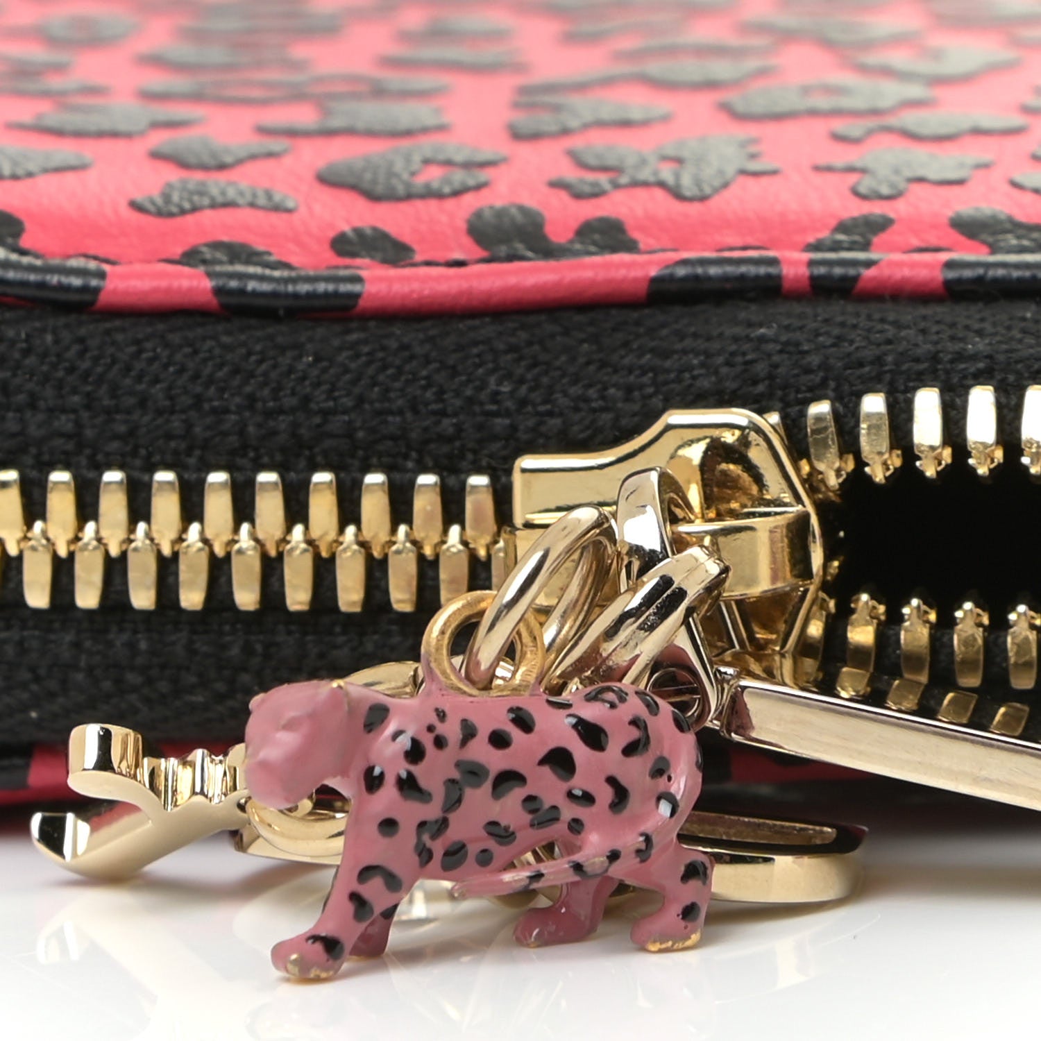 Christian Dior Calfskin Leopard Print Phone Holder Pink Black 11 of 12