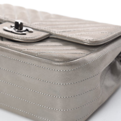Chanel Iridescent Calfskin Chevron Quilted Mini Square Flap Silver 8 of 12