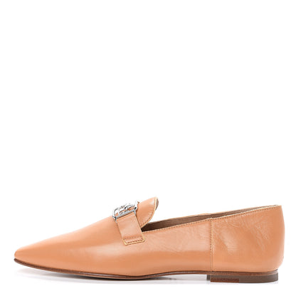 Hermes Supple Goatskin Womens Time Loafers 37 Havane 1 of 11