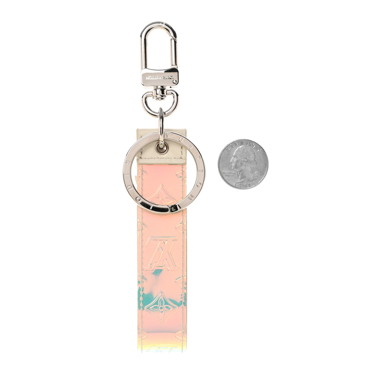 PVC Shape Dragonne Bag Charm Key Holder Iridescent Prism
