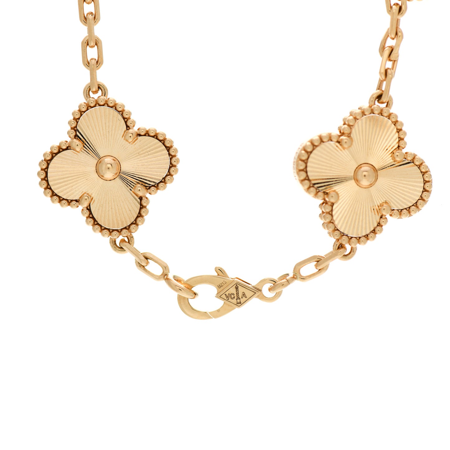 18K Yellow Gold 5 Motifs Guilloche Vintage Alhambra Bracelet