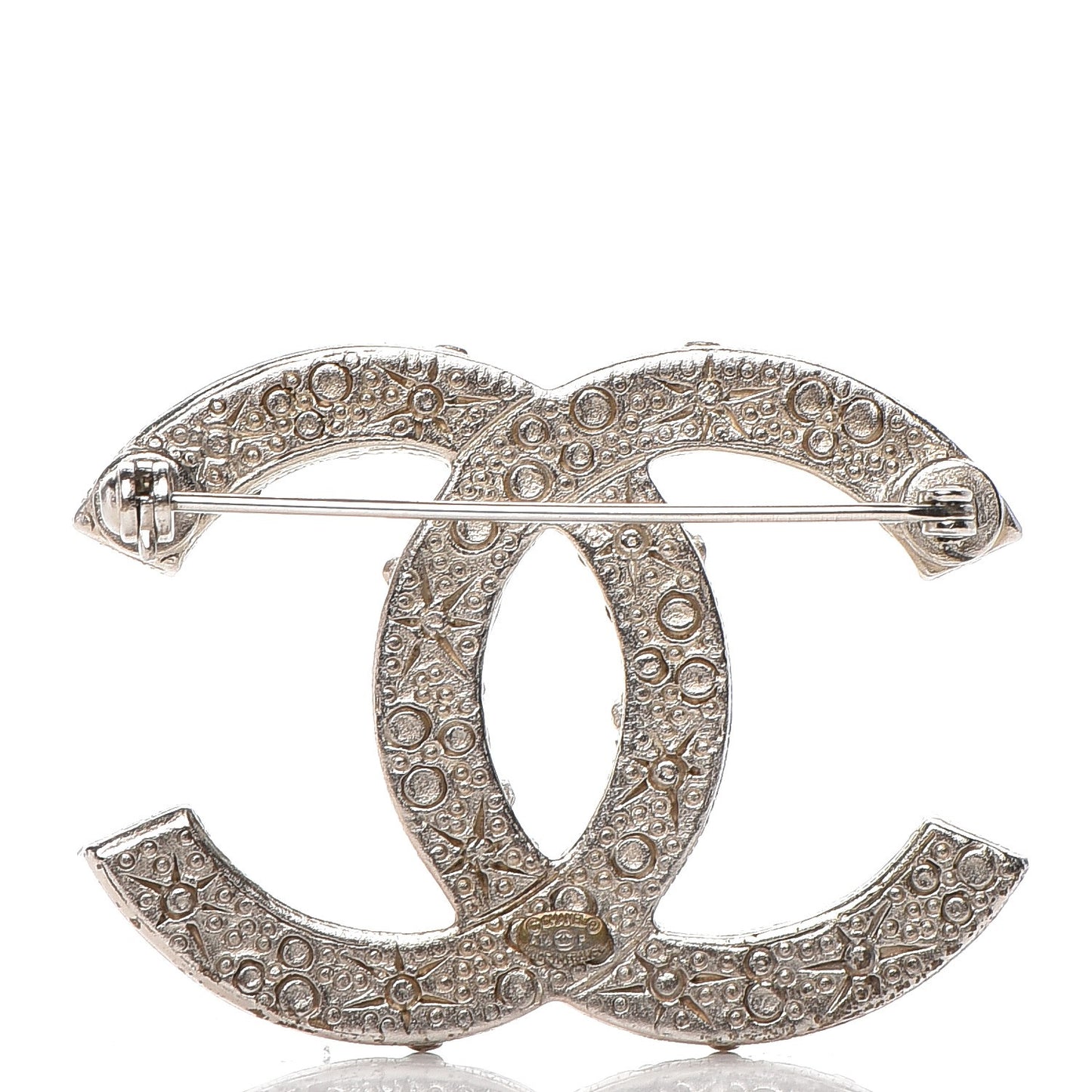 Swarovski Crystal Large CC Brooch Silver