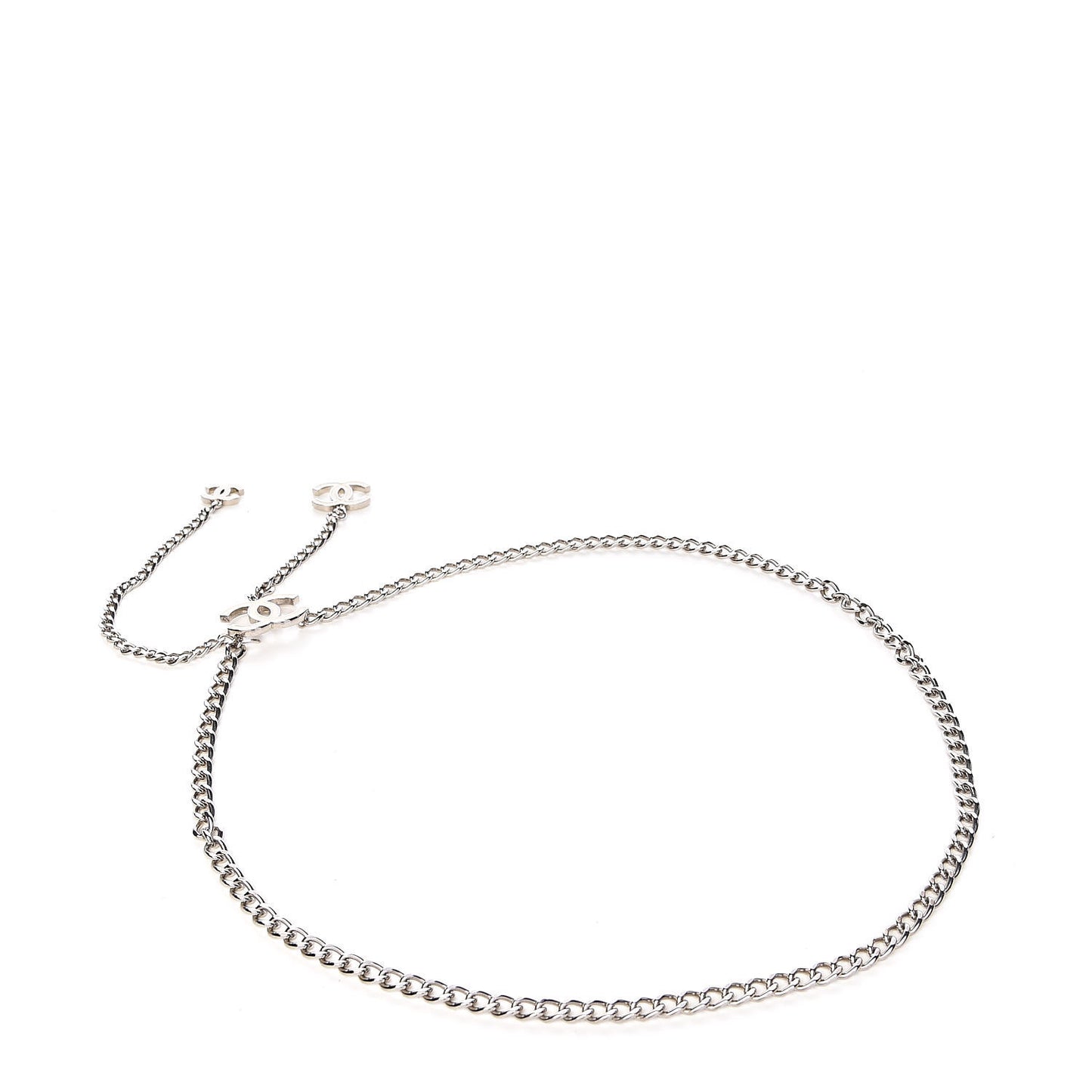Enamel CC Ceinture Fantai Adjustable Belt Silver White