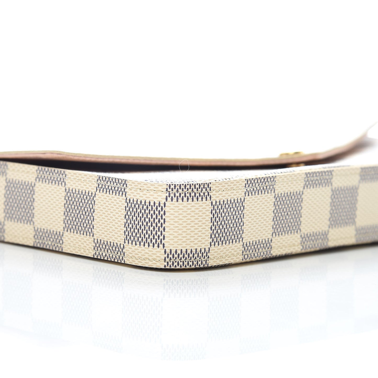 Damier Azur Pochette Felicie Chain Wallet Rose Ballerine