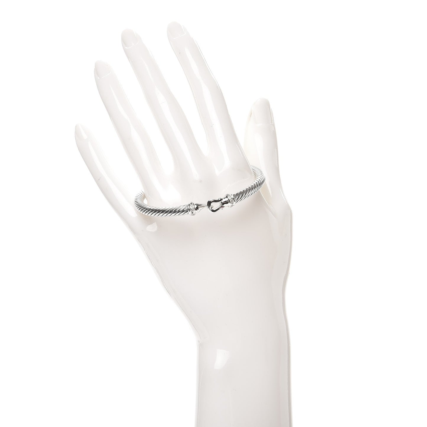 Sterling Silver Diamond 5mm Cable Buckle Bracelet