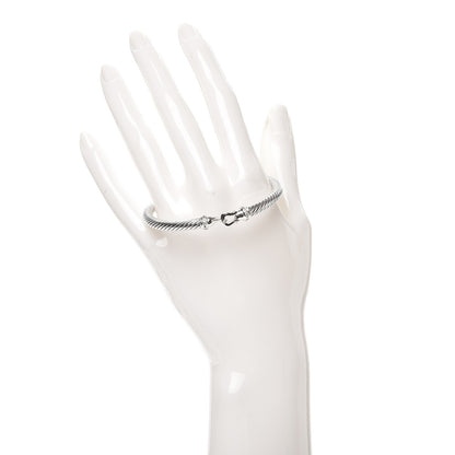 David Yurman Sterling Silver Diamond 5mm Cable Buckle Bracelet 2 of 3