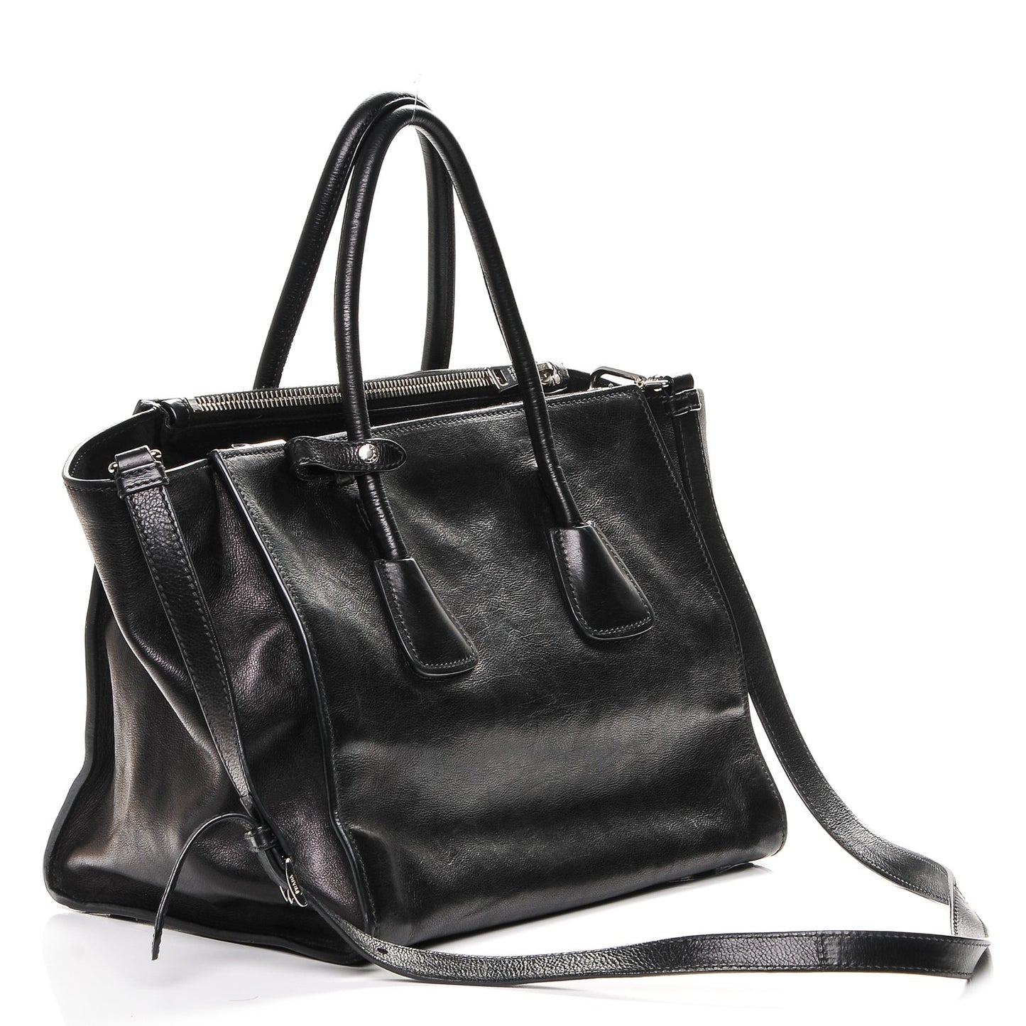 Glace Calf Twin Pocket Tote Nero Black