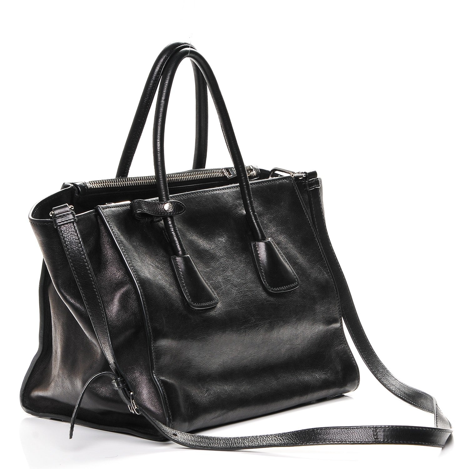 Prada Glace Calf Twin Pocket Tote Nero Black 3 of 6