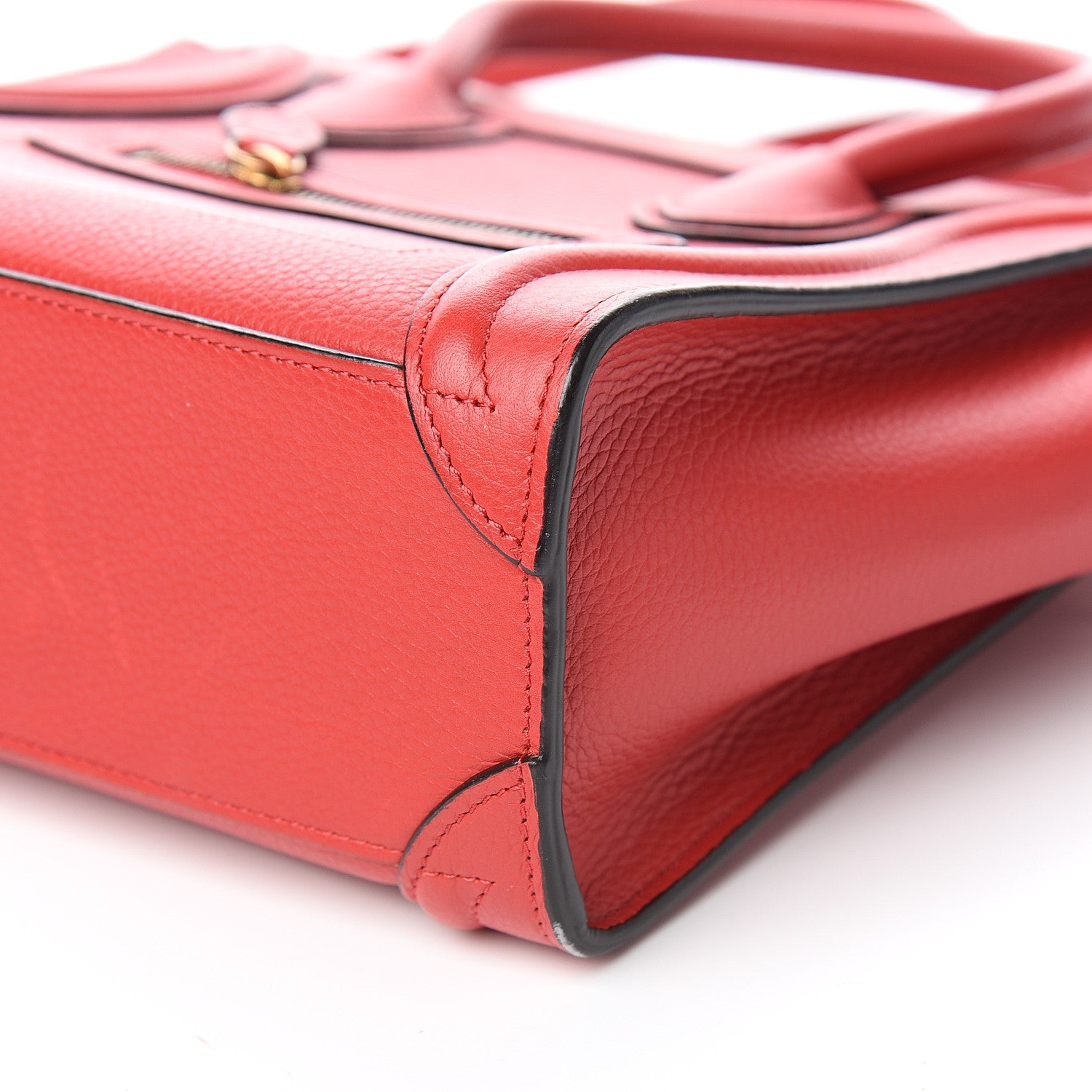 Celine Drummed Calfskin Nano Luggage Coquelicot 8 of 12