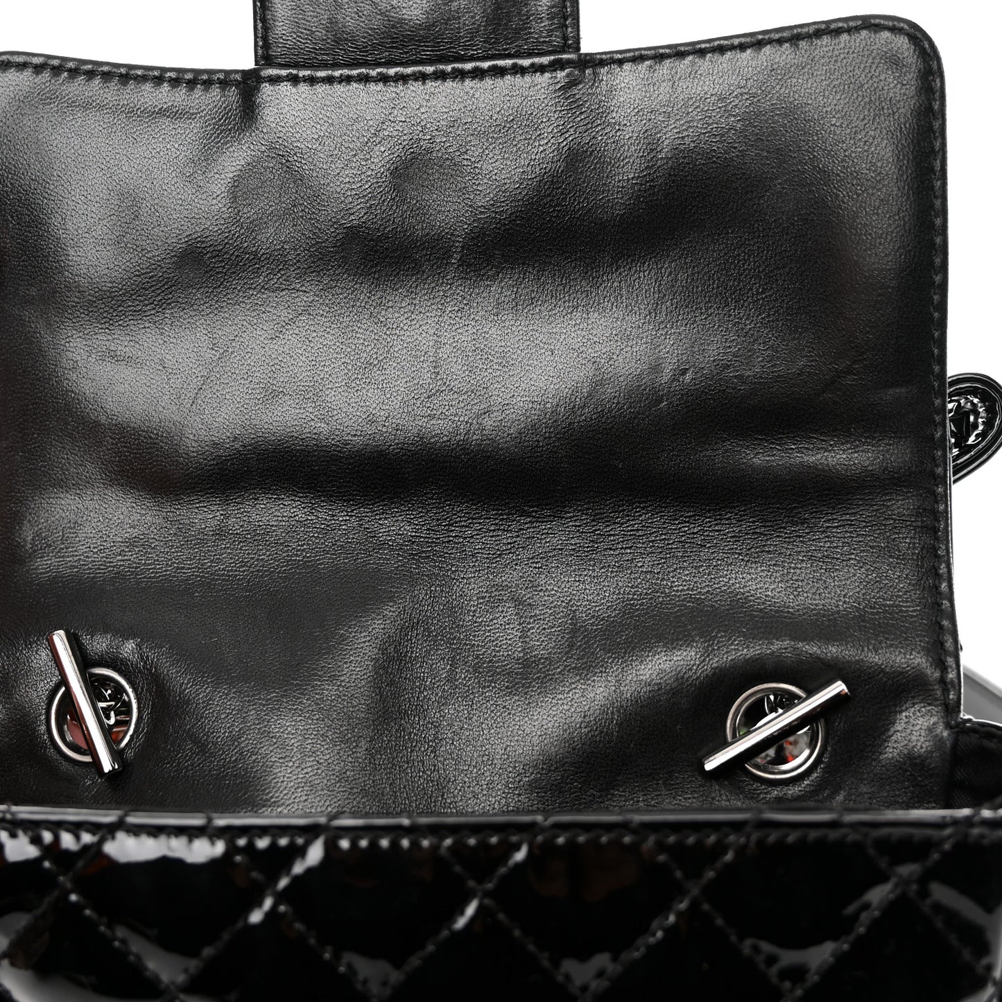 Patent Tweed Mini Kiss Lock Flap Double Bag Black Multicolor