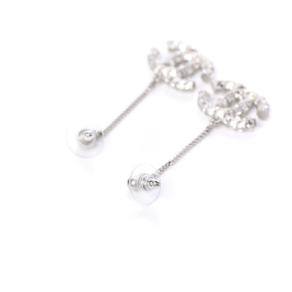 Chanel Crystal Baguette CC Dangle Earrings Silver 3 of 3