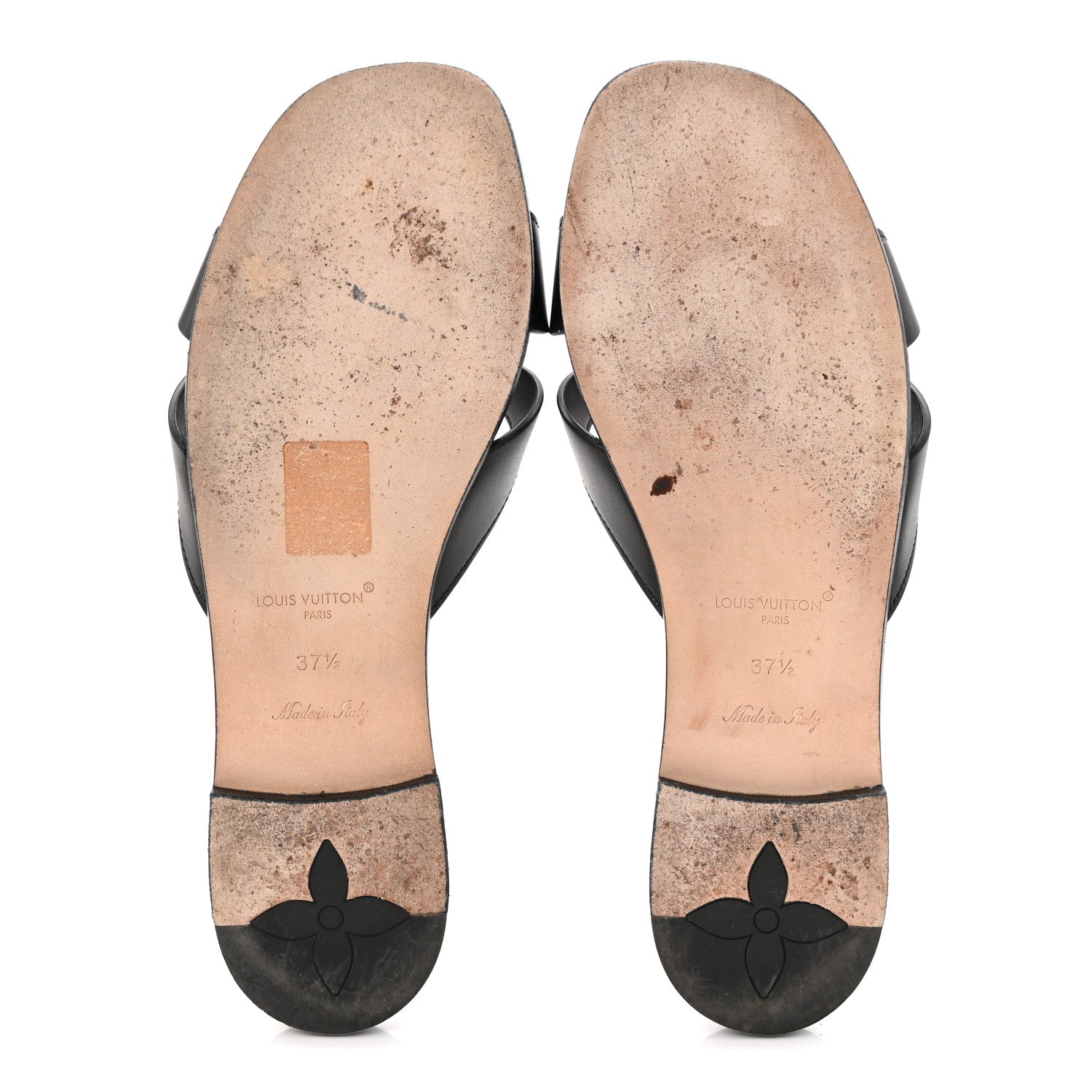Louis Vuitton Calfskin LV Isola Flat Sandals 37.5 Black 6 of 9