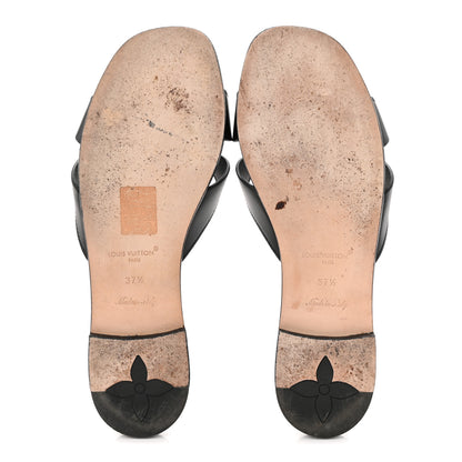 Louis Vuitton Calfskin LV Isola Flat Sandals 37.5 Black 6 of 9