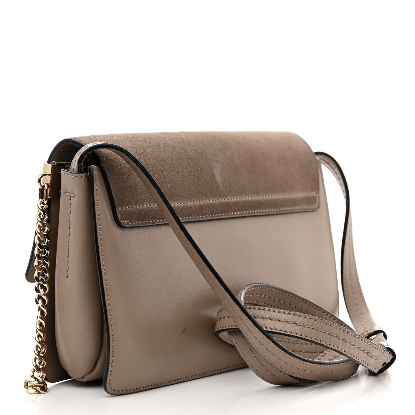 Suede Calfskin Small Faye Shoulder Bag Motty Grey