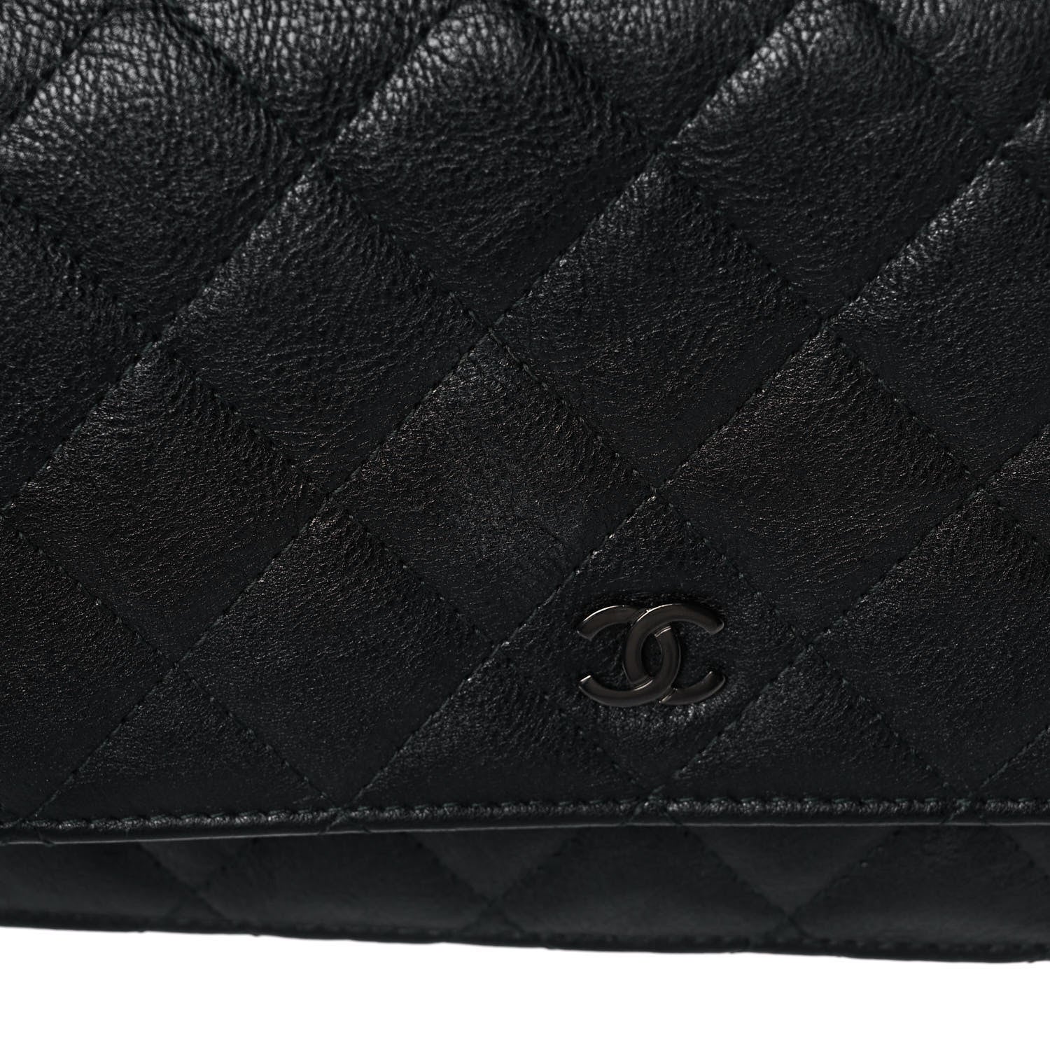 Chanel Crumpled Calfskin Quilted Wallet On Chain WOC So Black 12 of 16