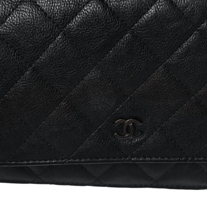 Chanel Crumpled Calfskin Quilted Wallet On Chain WOC So Black 12 of 16