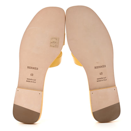 Hermes Box Calfskin Oran Sandals 40 Jaune Citron 5 of 8