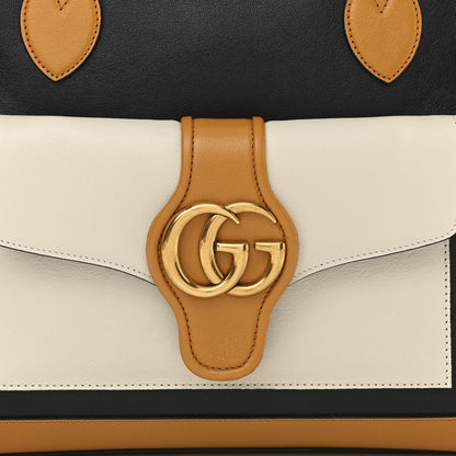 Gucci New Sakai Calfskin Lux Tri-Color Medium Dahlia Shoulder Bag Black Quarz Beige Mystic White 9 of 11