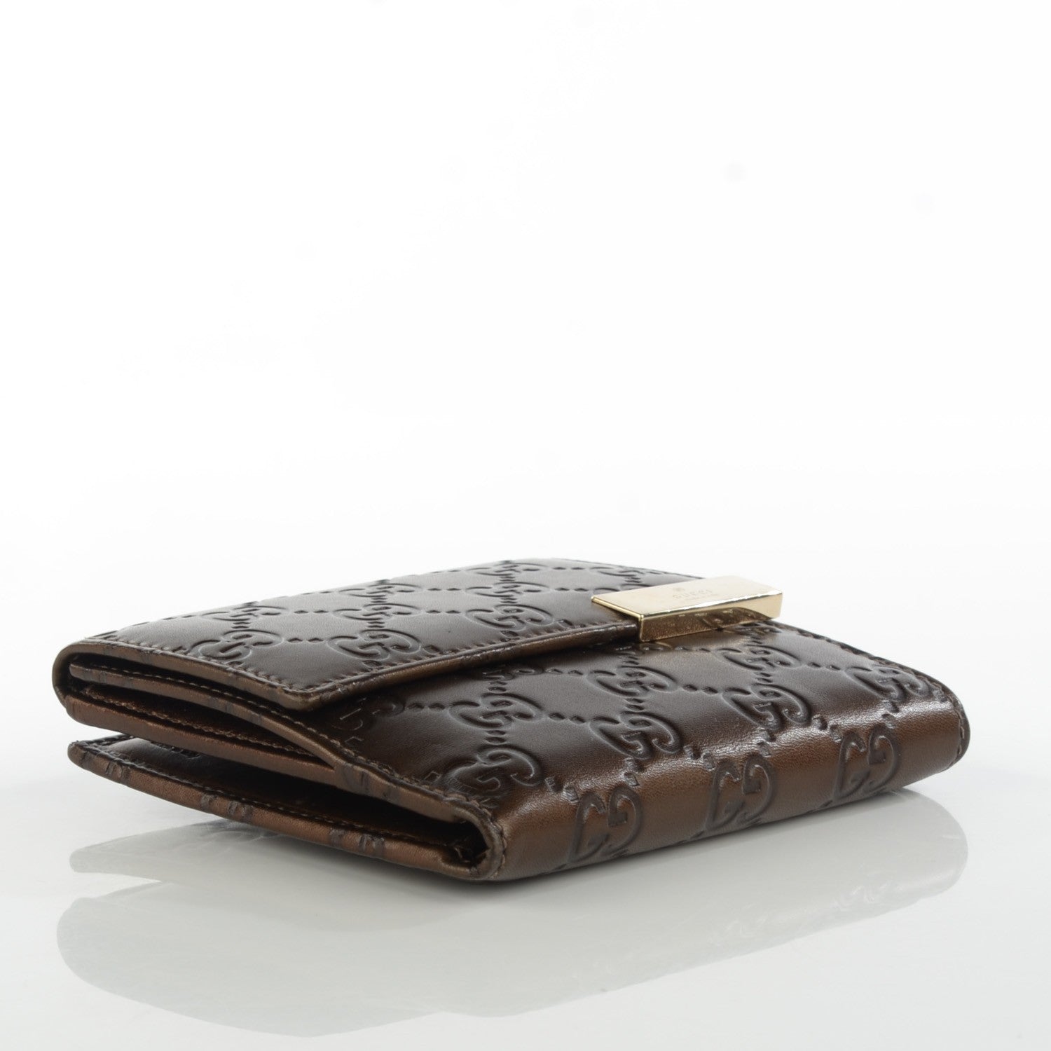 Gucci Metallic Guccissima Dice French Flap Wallet Brown 4 of 8