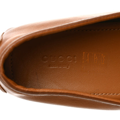 Gucci Salamanca Tamponato Calfskin Web Womens Horsebit Driver Loafers 40.5 Light Cuir 7 of 9
