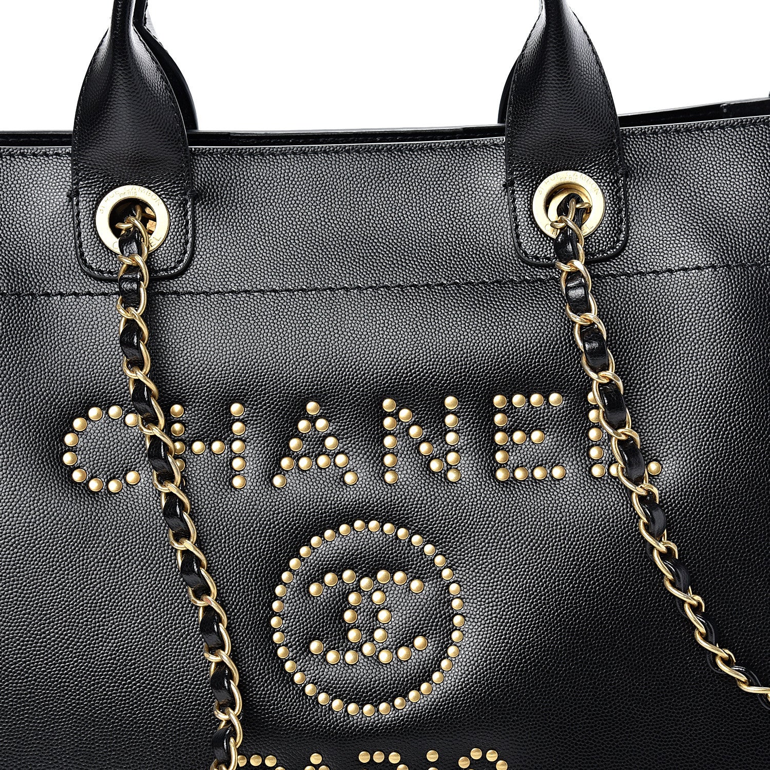 Chanel Caviar Small Studded Deauville Tote Black 7 of 10