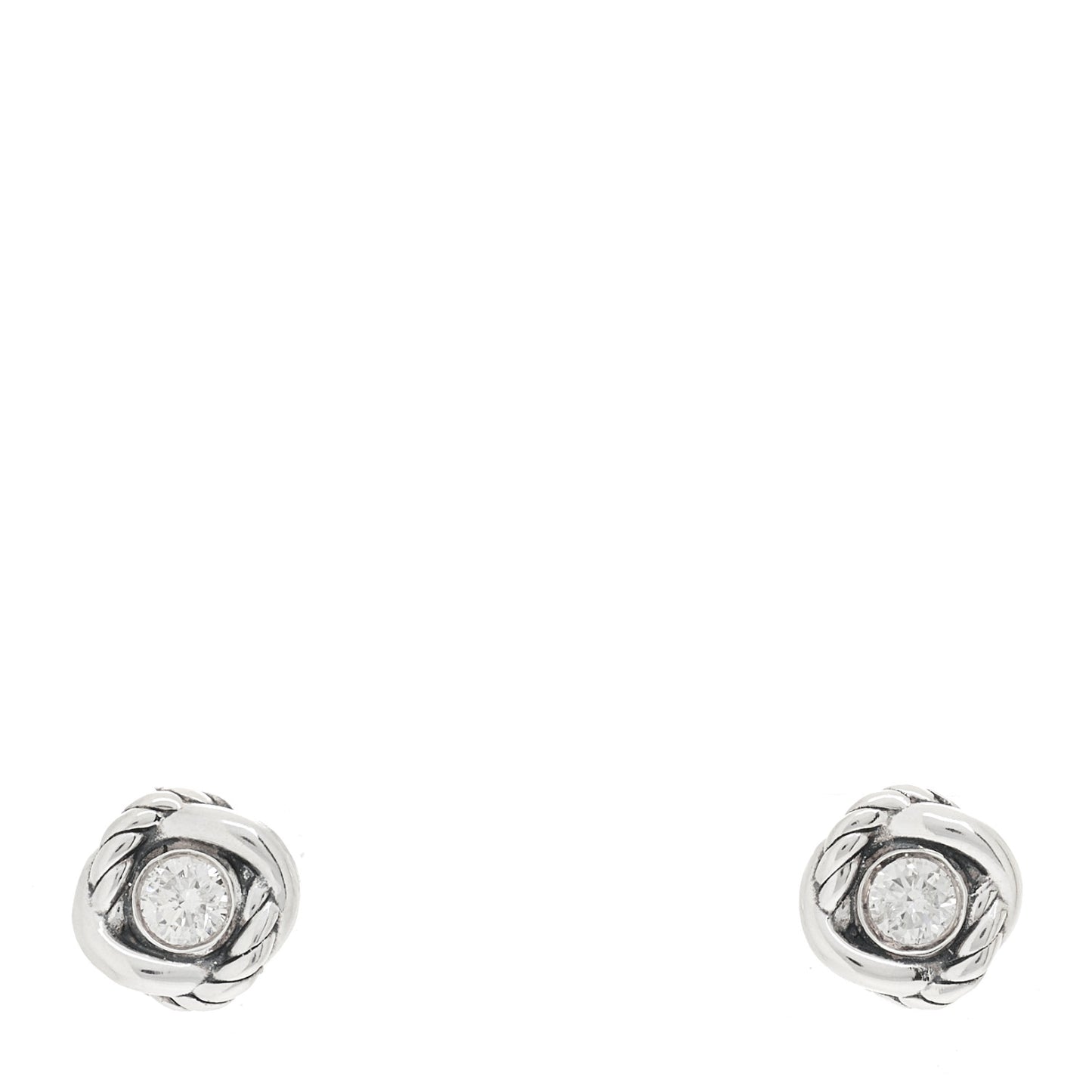 Sterling Silver Diamond 7mm Infinity Stud Earrings