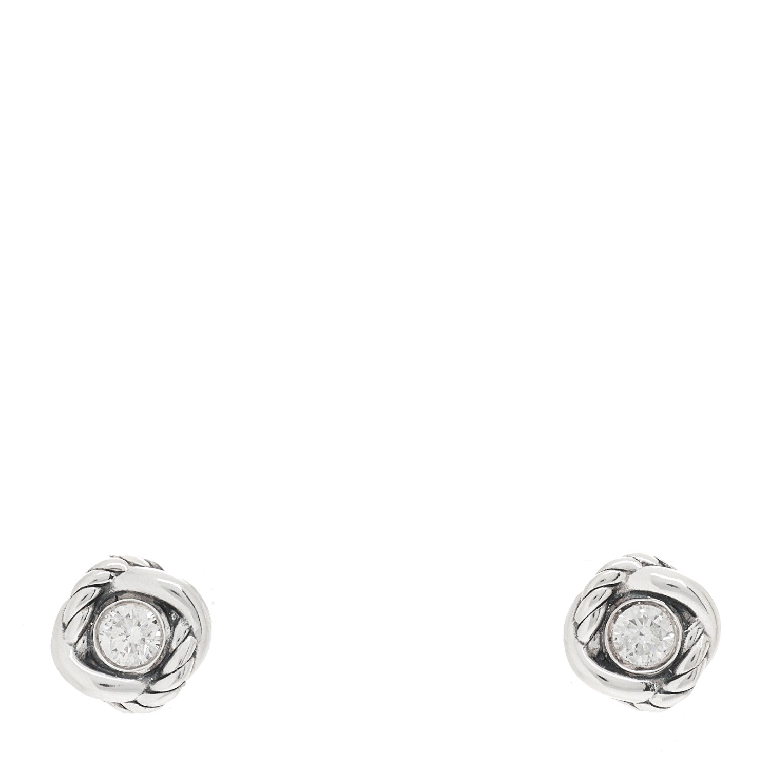 David Yurman Sterling Silver Diamond 7mm Infinity Stud Earrings 1 of 4