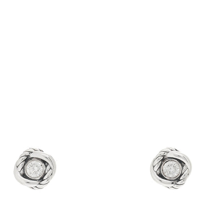 David Yurman Sterling Silver Diamond 7mm Infinity Stud Earrings 1 of 4
