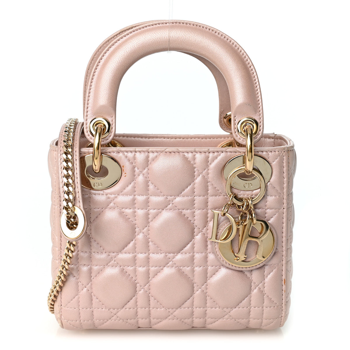 Lambskin Cannage Mini Lady Dior Blush