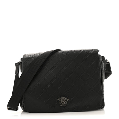 Versace Calfskin Embossed Medusa Messenger Bag Black 1 of 13