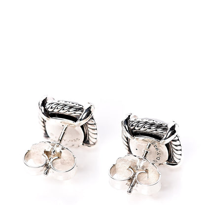 David Yurman Sterling Silver Diamond Black Onyx 9mm Chatelaine Bezel Earrings 3 of 4