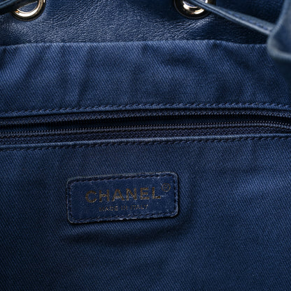 Chanel Sheepskin Caviar Quilted Daily Round Backpack Blue 10 of 16