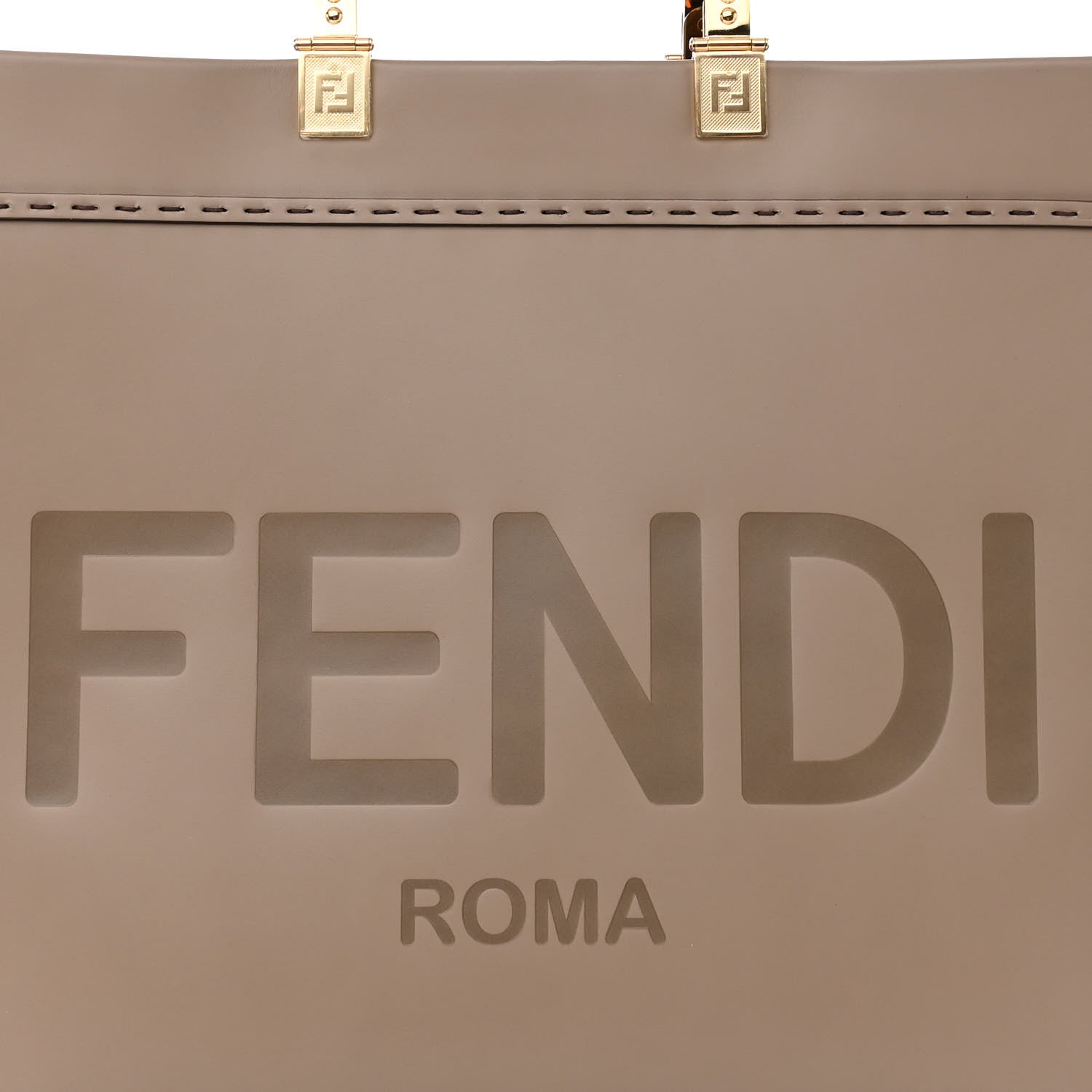 Fendi Vitello King Plexiglass Logo Embossed Medium Fendi Sunshine Shopper Tote Tortora 8 of 11