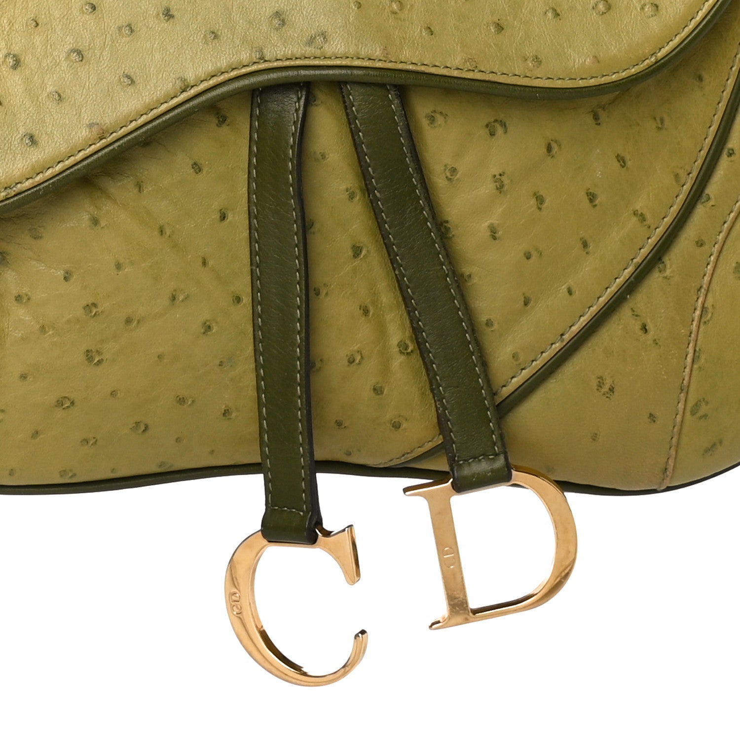 Christian Dior Ostrich Double Saddle Bag Green 8 of 11