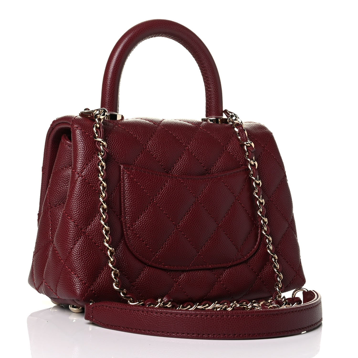 Chanel Caviar Quilted Extra Mini Coco Handle Flap Burgundy 2 of 6