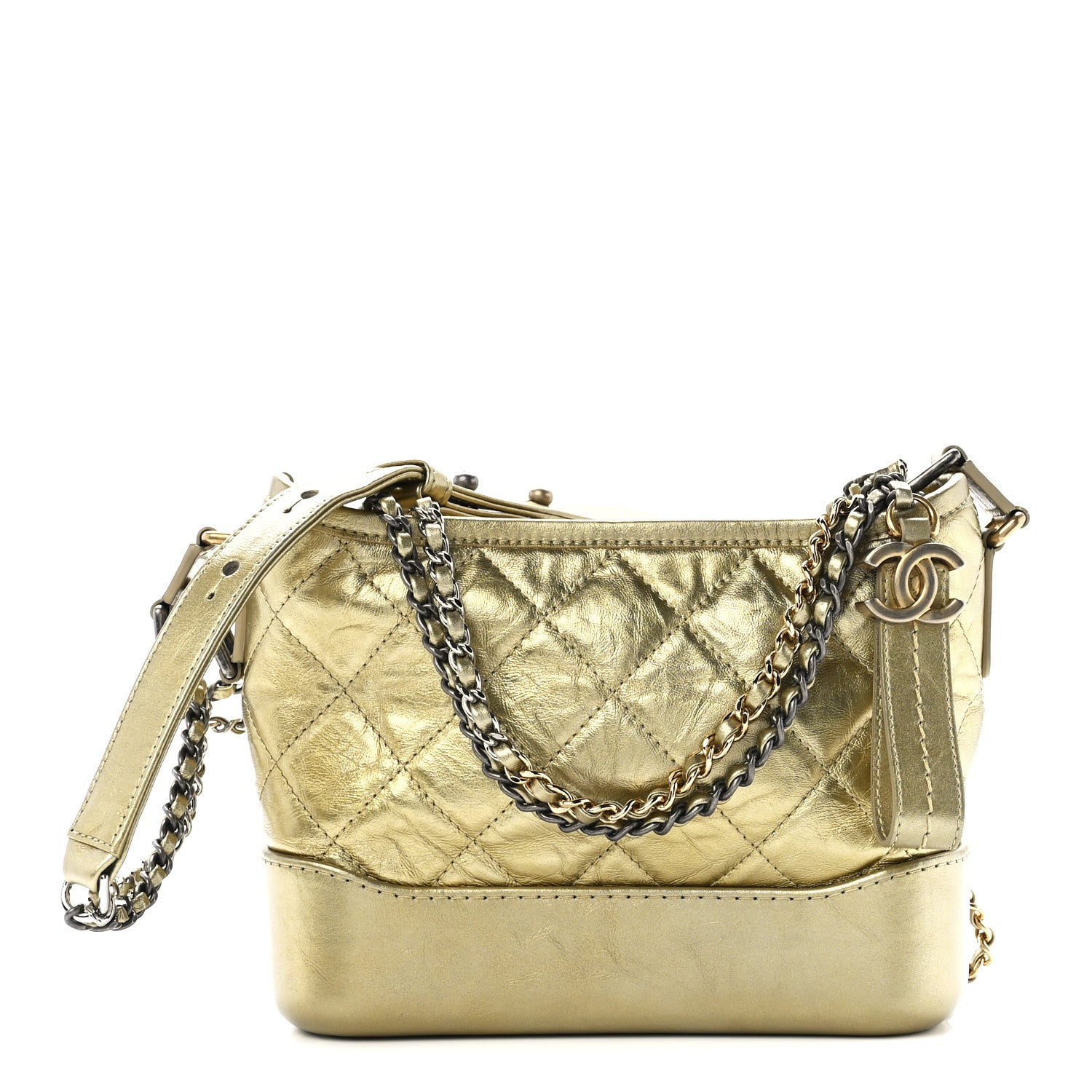 Chanel Metallic Aged Calfskin Quilted Small Gabrielle Hobo Gold 1 of 11
