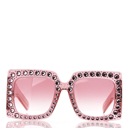 Gucci Acetate Crystal Oversize Sunglasses GG0145S Pink 2 of 9