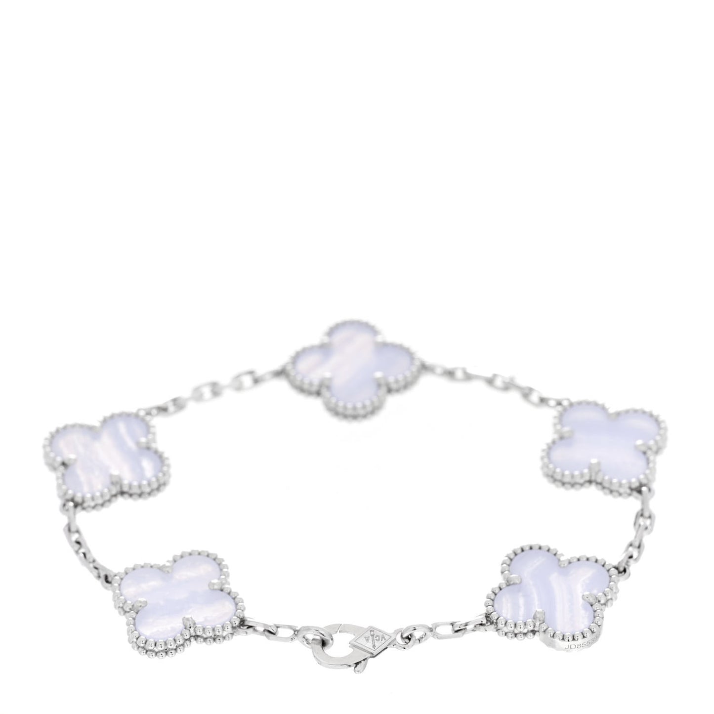 18K White Gold Chalcedony 5 Motifs Vintage Alhambra Bracelet